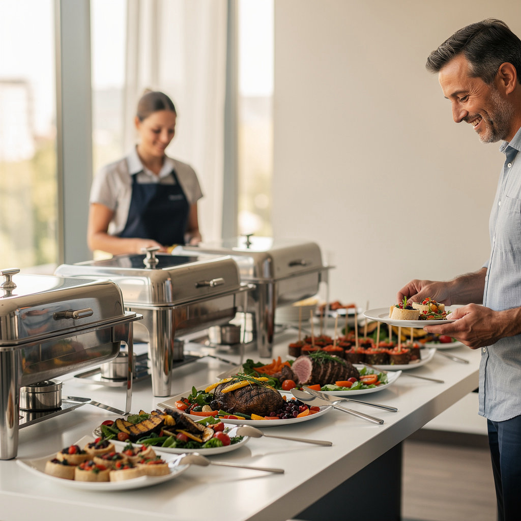 Santa Barbara Food Connection catering setup for events with diverse menu options beautifully presented
