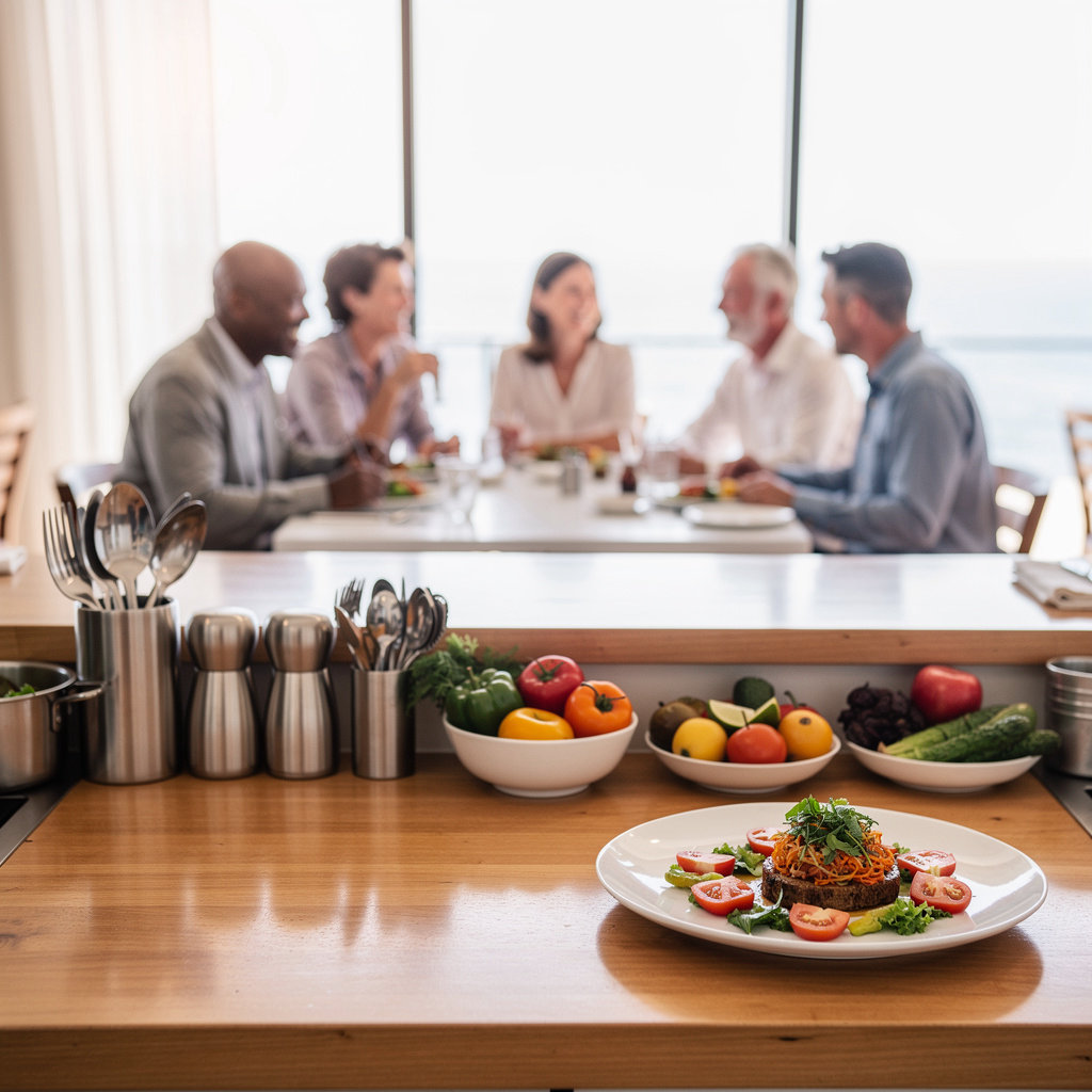Santa Barbara Food Connection team preparing fresh, quality ingredients for our diverse menu in Santa Barbara